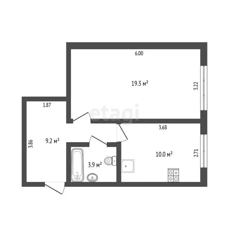 1-комнатная квартира: Тюмень, улица Ю.-Р.Г. Эрвье, 16 (42.4 м) - Фото 0