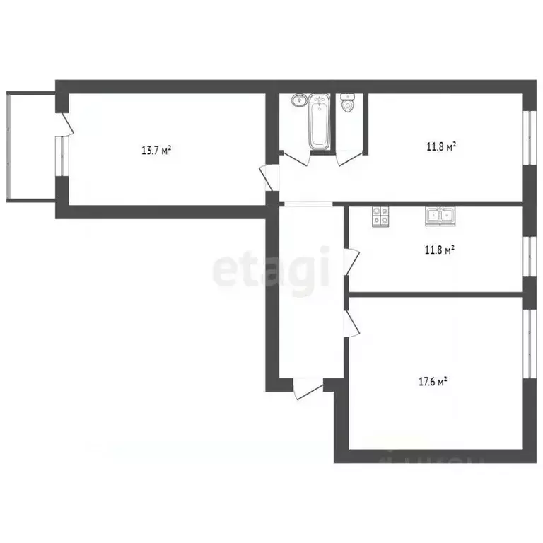 3-к кв. Москва Ясеневая ул., 39К1 (64.6 м) - Фото 2