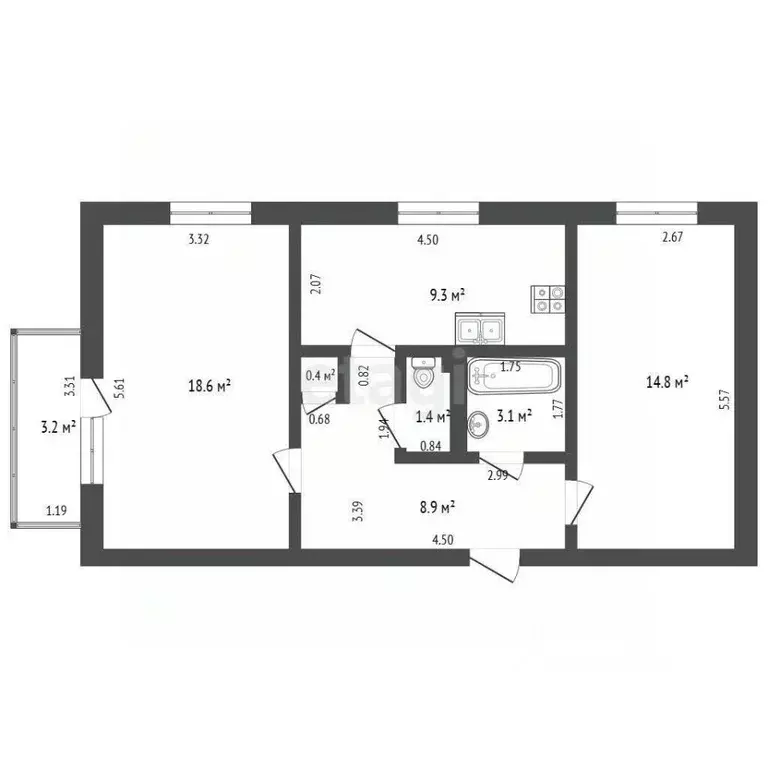 2-к кв. Севастополь ул. Казачья, 54 (59.7 м) - Фото 1