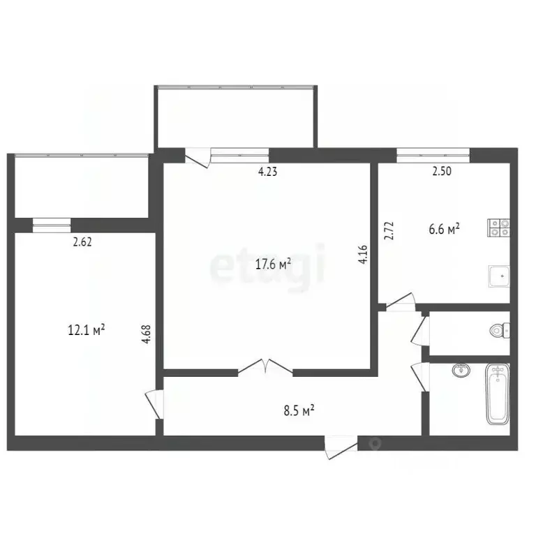 2-к кв. Крым, Щелкино Ленинский район, 2-й мкр, 49 (49.2 м) - Фото 2