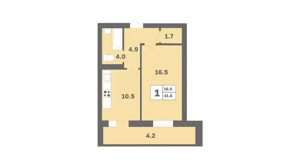 1-комнатная квартира: Уфа, улица Рашита Нигмати, 12 (41.8 м) - Фото 0