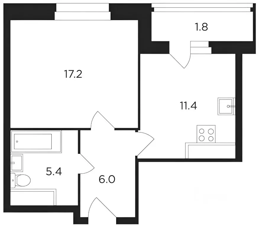 1-к кв. Москва Рябиновая ул., 3к1 (40.0 м) - Фото 2