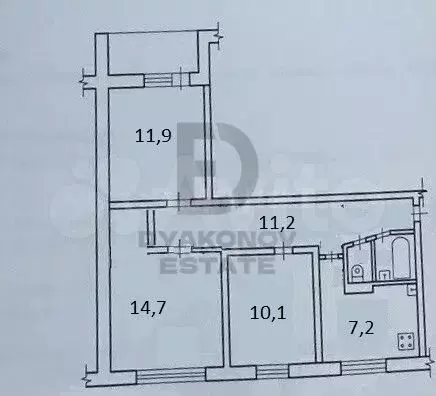 3-к. квартира, 61 м, 3/9 эт. - Фото 0