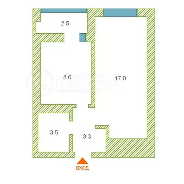 1-комнатная квартира: Тюмень, улица Ветеранов Труда, 9Ак1 (34.5 м) - Фото 2