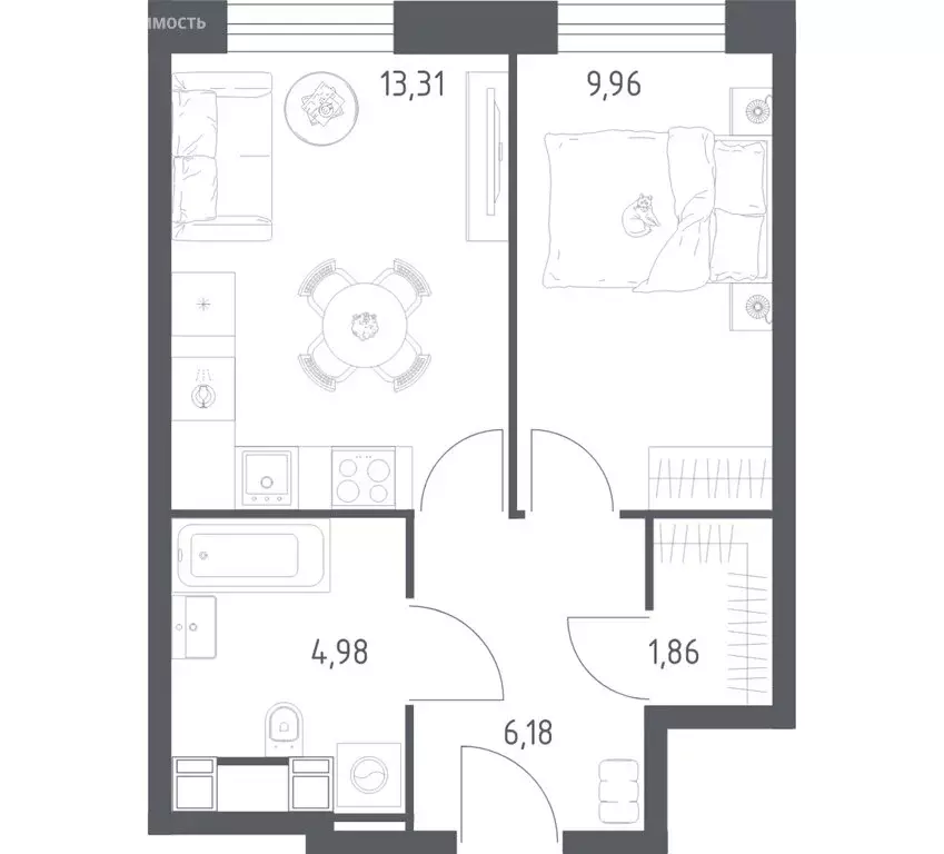 1-комнатная квартира: Москва, Пятницкое шоссе, 56Б (36.29 м) - Фото 1