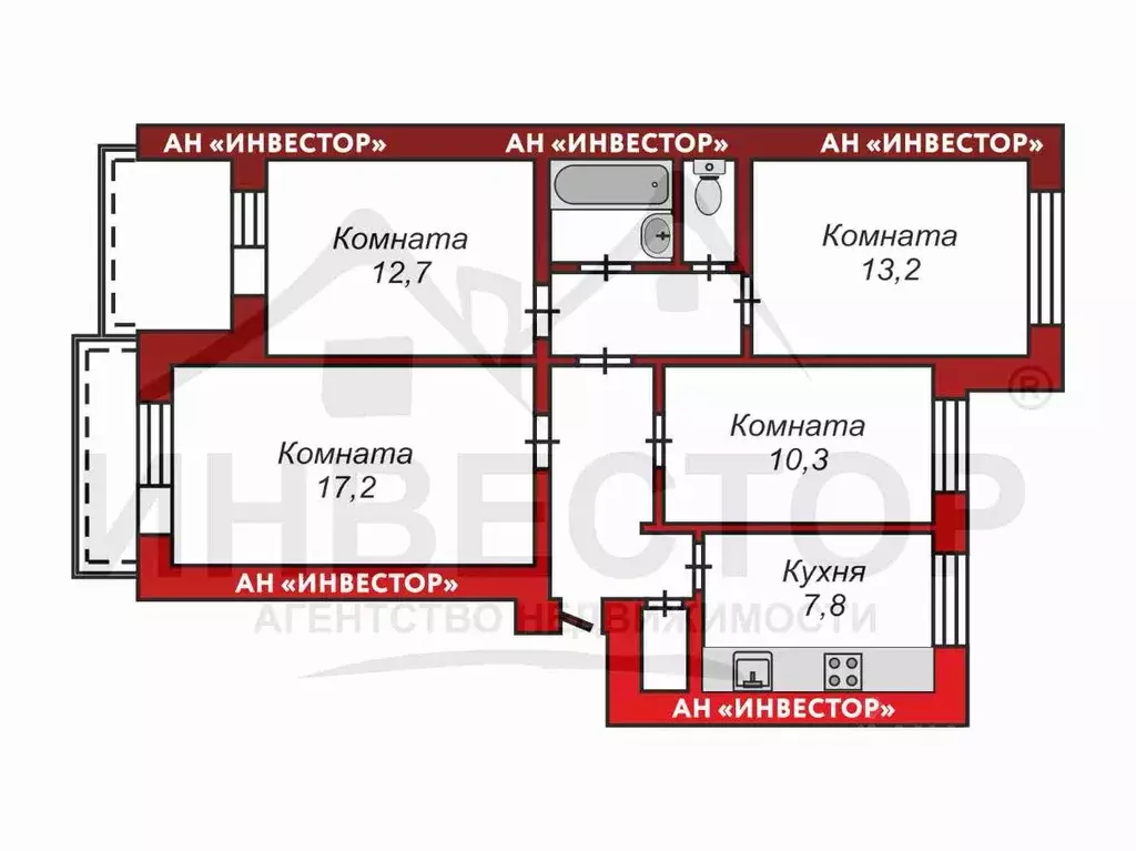 4-к кв. Челябинская область, Челябинск ул. Чичерина, 37А (74.6 м) - Фото 0