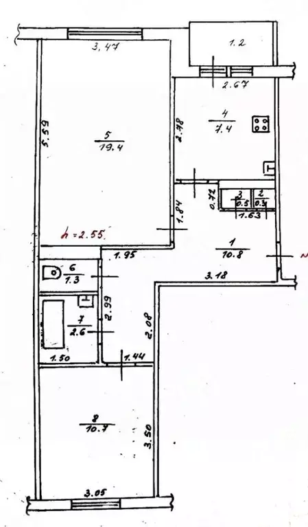 2-к кв. Тверская область, Тверь Артиллерийский пер., 12 (54.2 м) - Фото 2
