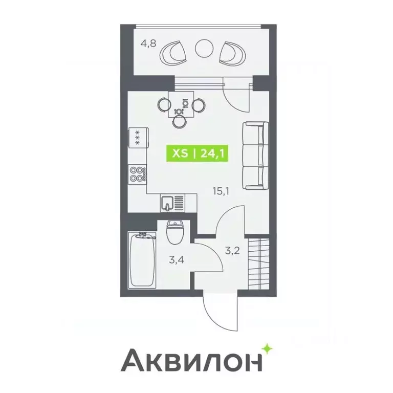 Студия Санкт-Петербург бул. Головнина, 4 (24.1 м) - Фото 1
