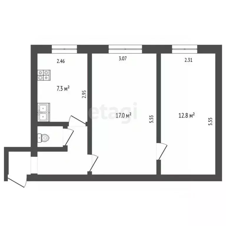2-к кв. Владимирская область, Петушки Трудовая ул., 12 (43.8 м) - Фото 2