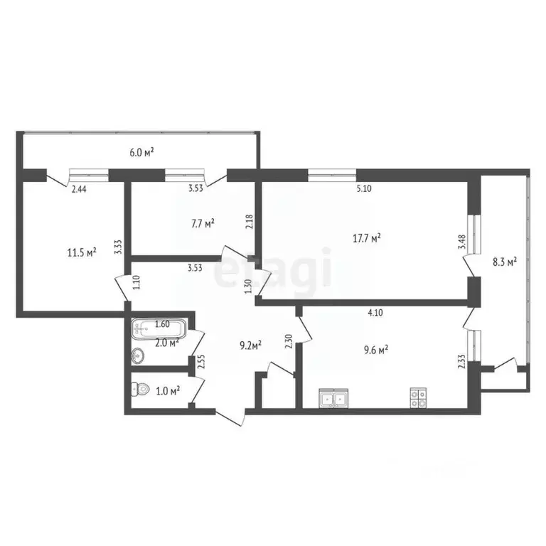 3-к кв. Крым, Ялта ул. Красноармейская, 50 (74.8 м) - Фото 1