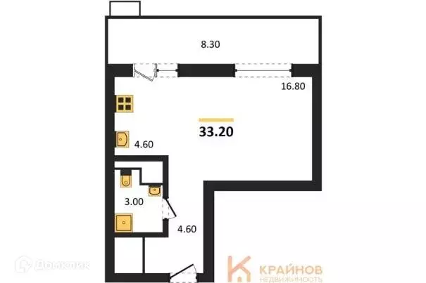 Продаётся квартира-студия, 33.2 м - Фото 1