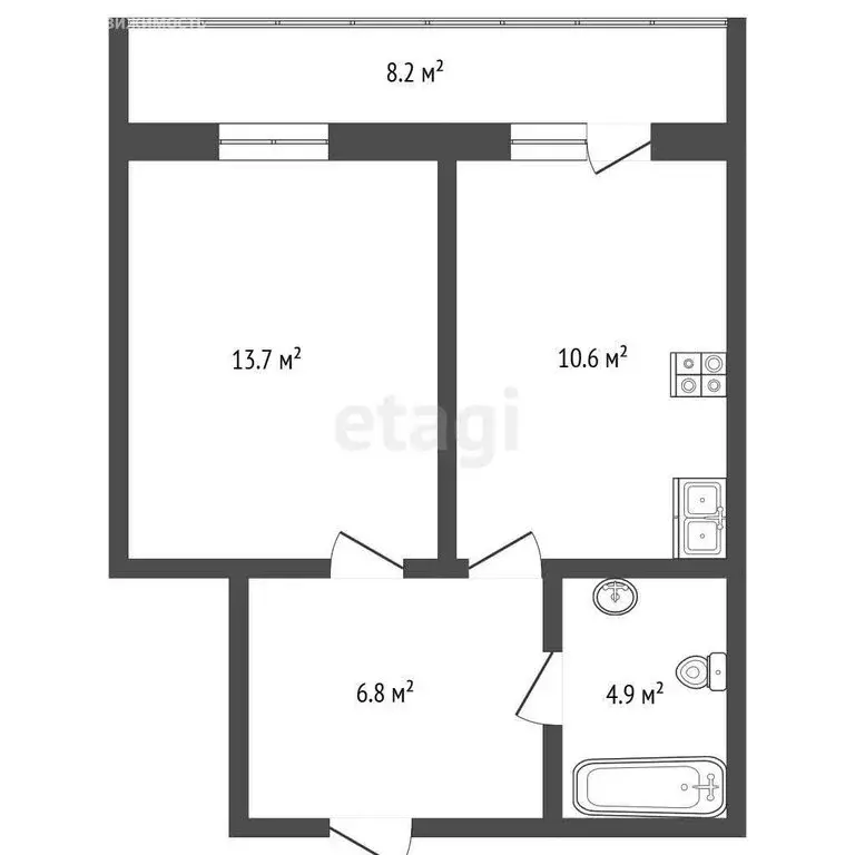 1-комнатная квартира: Набережные Челны, 69-й комплекс, 18 (39 м) - Фото 0