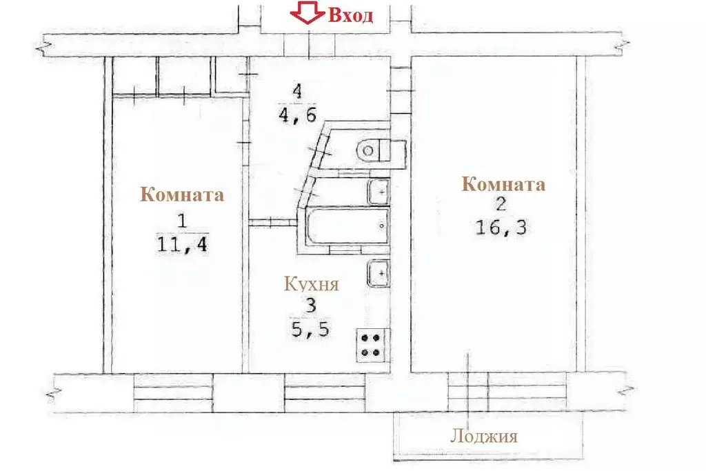 2-к кв. Свердловская область, Екатеринбург ул. Бажова, 189 (42.2 м) - Фото 1