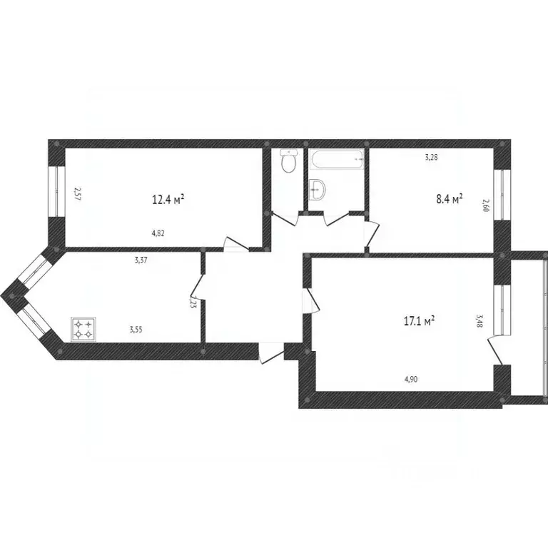 3-к кв. Белгородская область, Белгород ул. Губкина, 18г (59.9 м) - Фото 1
