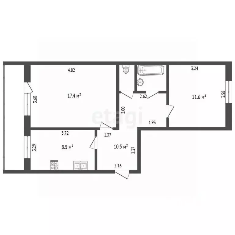 2-к кв. Марий Эл, Йошкар-Ола Пролетарская ул., 44 (55.0 м) - Фото 1