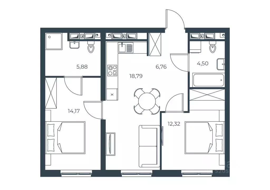 2-к кв. Астраханская область, Астрахань Татарская Слобода кв-л,  ... - Фото 1