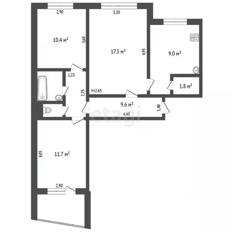 3-к кв. Владимирская область, Ковров Сосновая ул., 41 (62.5 м) - Фото 1