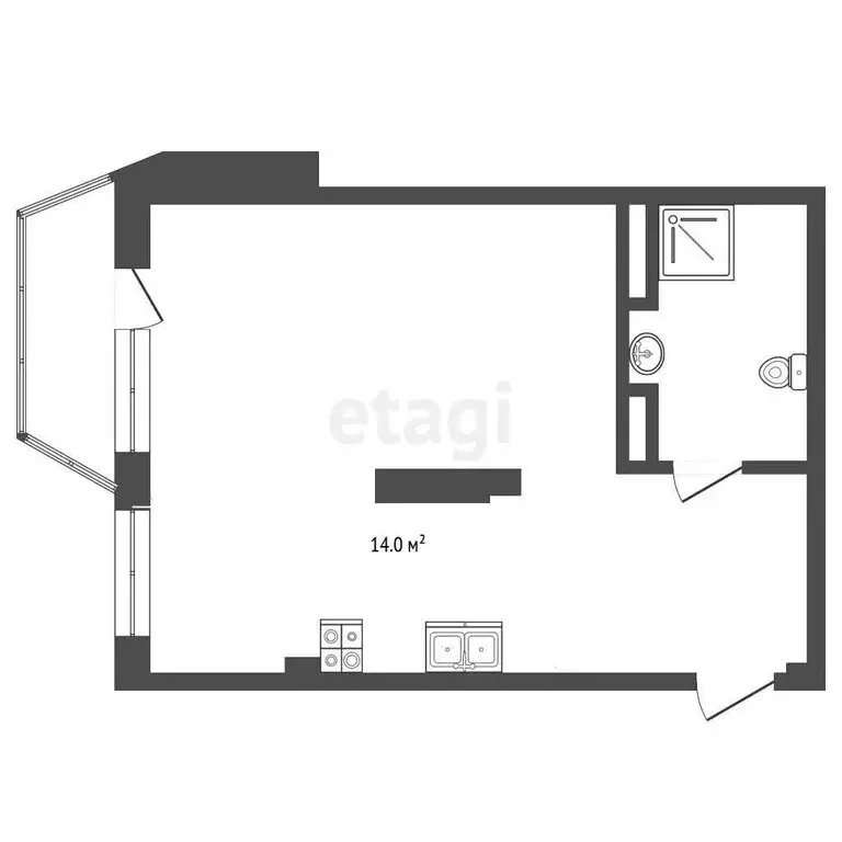 Квартира-студия: Омск, улица Куйбышева, 113к1 (41.3 м) - Фото 1