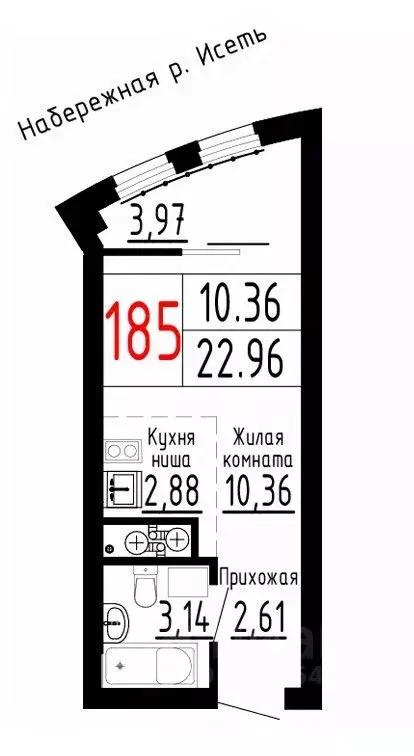 Студия Свердловская область, Екатеринбург Парковый мкр, Лувр жилой ... - Фото 0