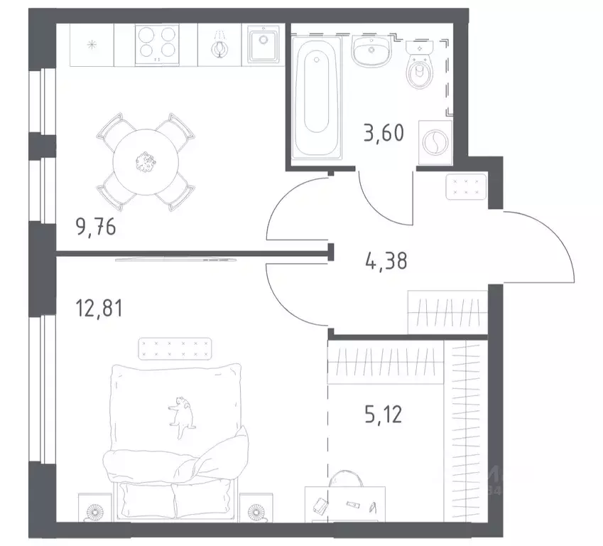 1-к кв. Башкортостан, Уфа ул. Рашита Манурова (35.67 м) - Фото 1