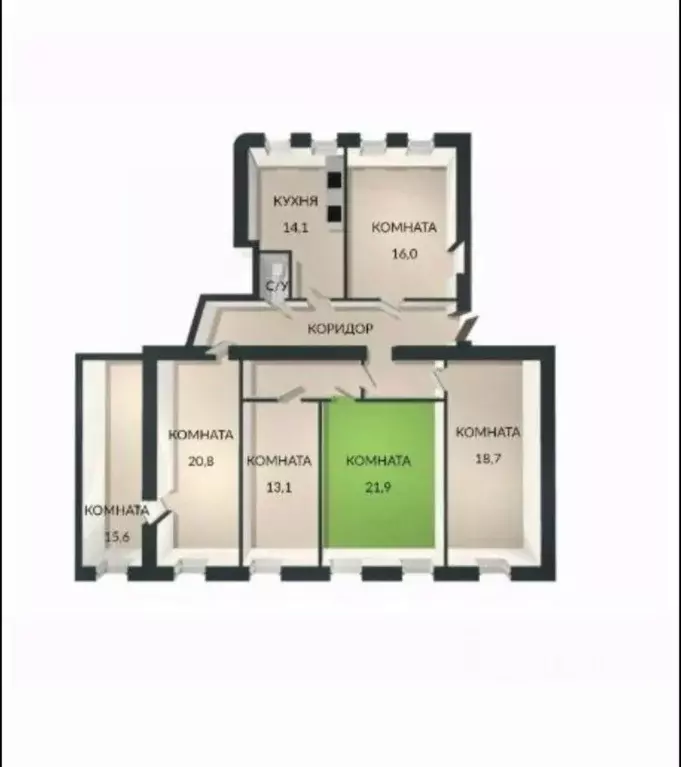 Комната Санкт-Петербург ул. Льва Толстого, 4 (21.9 м) - Фото 2