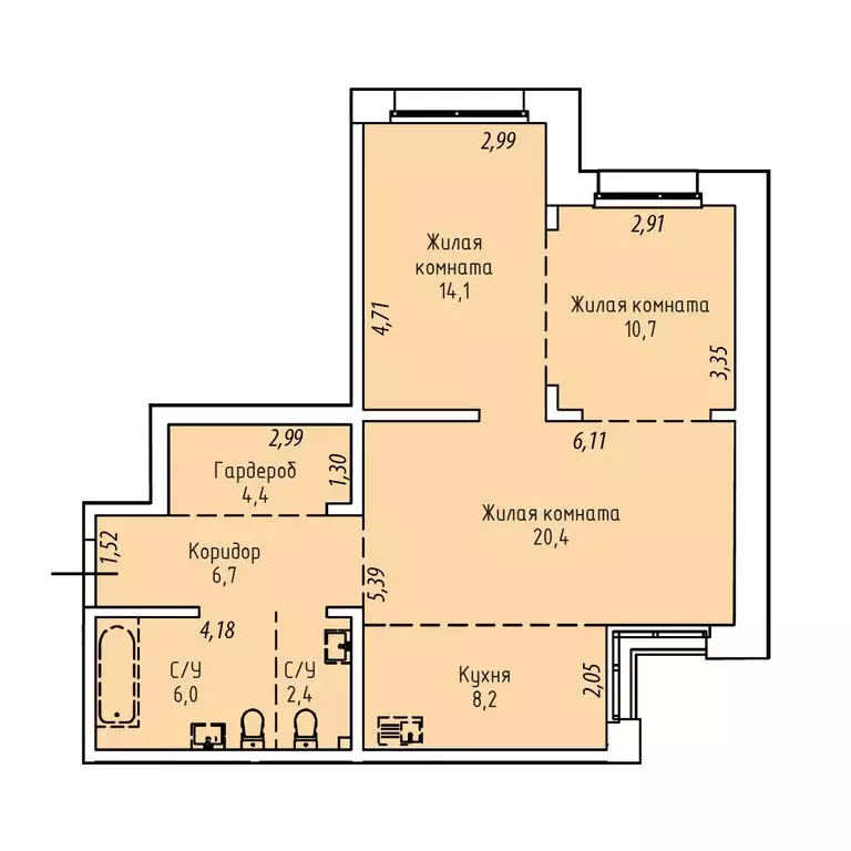 3-комнатная квартира: Иркутск, Култукская улица, 16 (72.9 м) - Фото 0