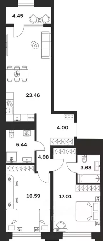 2-к кв. Тульская область, Тула ул. Болотникова, 4 (79.61 м) - Фото 1