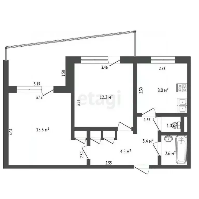 2-к кв. Смоленская область, Дорогобуж ул. Путенкова, 15 (52.1 м) - Фото 1