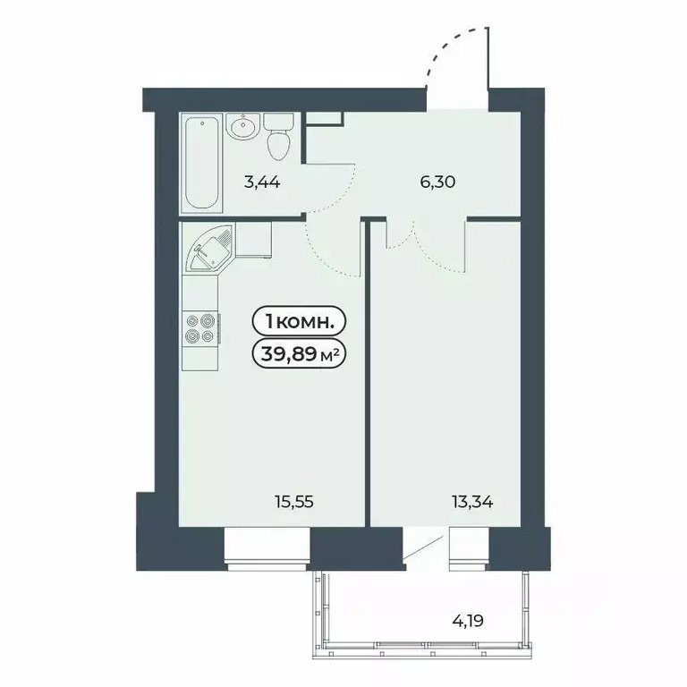 1-к кв. Красноярский край, Красноярск ул. Светлова, 25/1 (39.89 м) - Фото 1