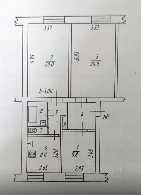 3-к кв. Мурманская область, Мурманск ул. Сафонова, 20/2 (72.8 м) - Фото 1