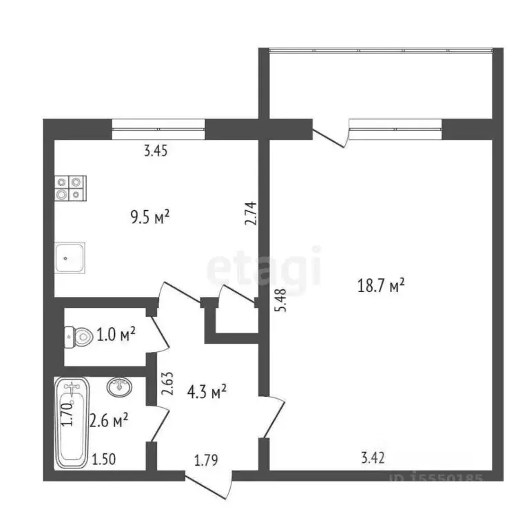 1-к кв. Самарская область, Самара Солнечная ул., 45 (29.9 м) - Фото 2