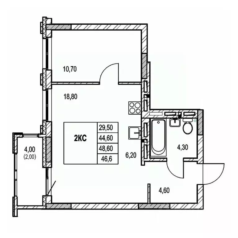 2-к кв. Новосибирская область, Новосибирск Авиастроителей мкр,  (46.6 ... - Фото 0