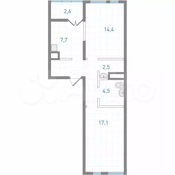 2-к. квартира, 55 м, 13/25 эт. - Фото 0