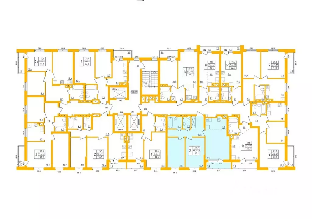 2-к кв. Башкортостан, Уфа Инорс-4Б мкр, Акварель жилой комплекс (66.6 ... - Фото 2