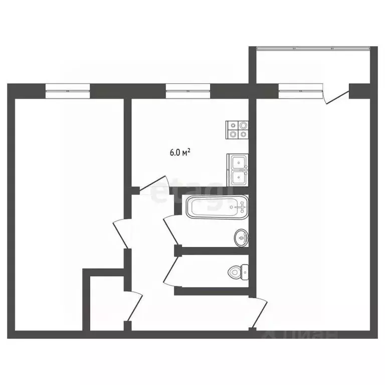 2-к кв. Калининградская область, Светлый Заводская ул., 6 (44.2 м) - Фото 2