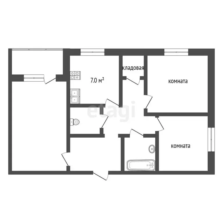 3-комнатная квартира: Алапаевск, улица Чапаева, 26 (70.3 м) - Фото 0