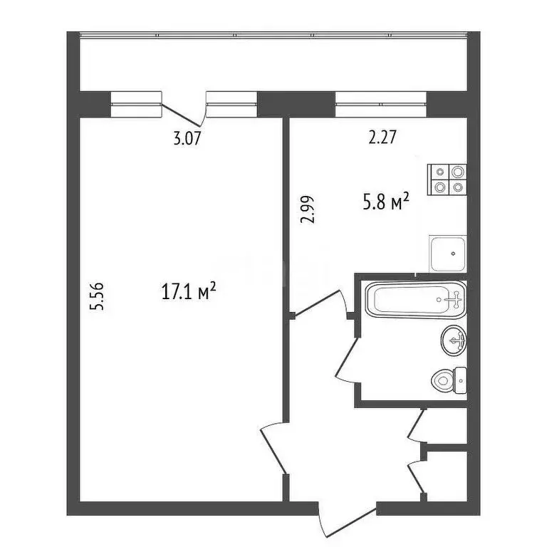 1-комнатная квартира: Челябинск, улица Дзержинского, 16 (29.5 м) - Фото 0