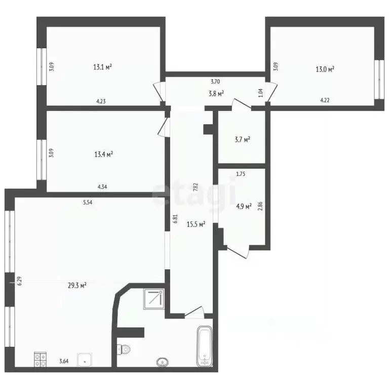3-к кв. Тюменская область, Тюмень ул. Ю.-Р.Г. Эрвье, 28 (102.5 м) - Фото 2