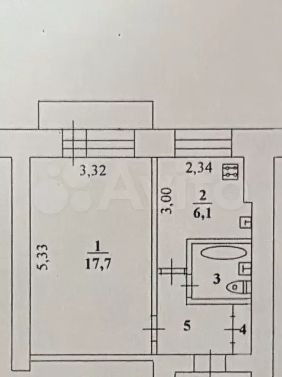 1-к. квартира, 33,8 м, 3/5 эт. - Фото 0