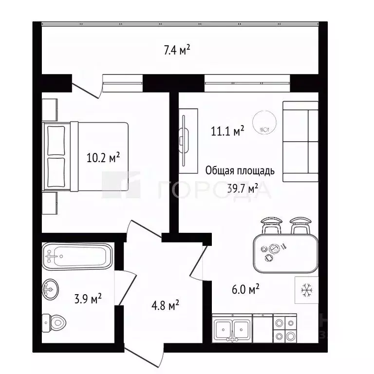 1-к кв. Новосибирская область, Новосибирск ул. Ясный Берег, 3 (39.7 м) - Фото 0