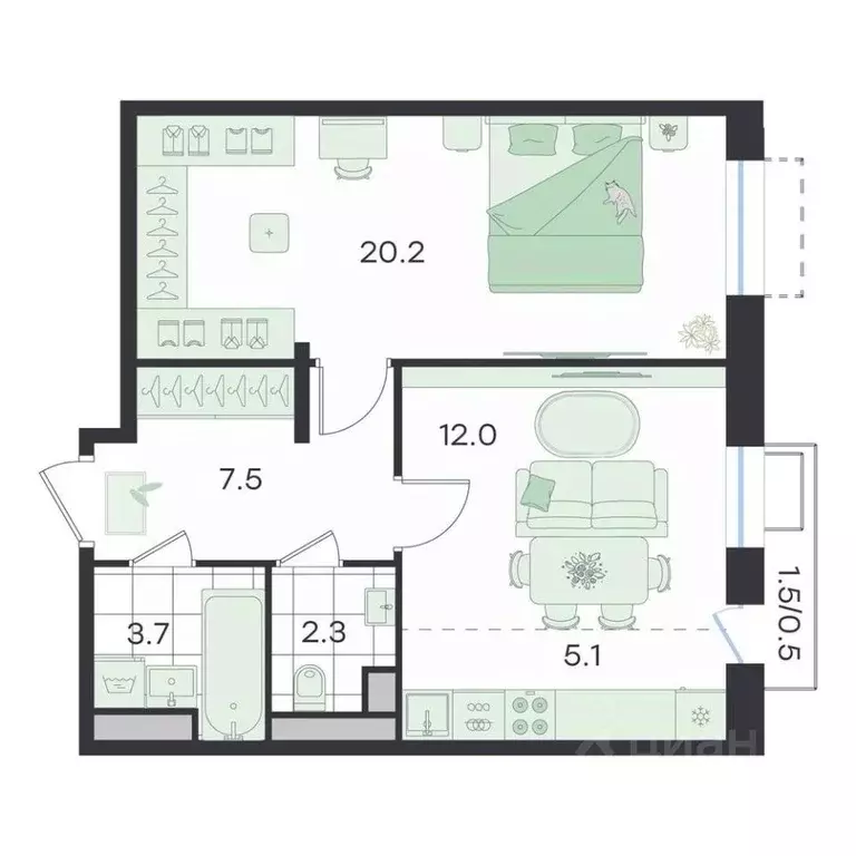 2-к кв. Московская область, Раменский муниципальный округ, Ильинский ... - Фото 1