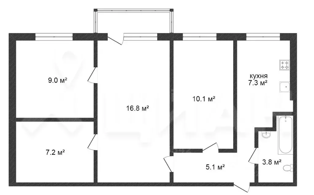 4-к кв. Кемеровская область, Кемерово Пионерский бул., 2 (61.0 м) - Фото 2