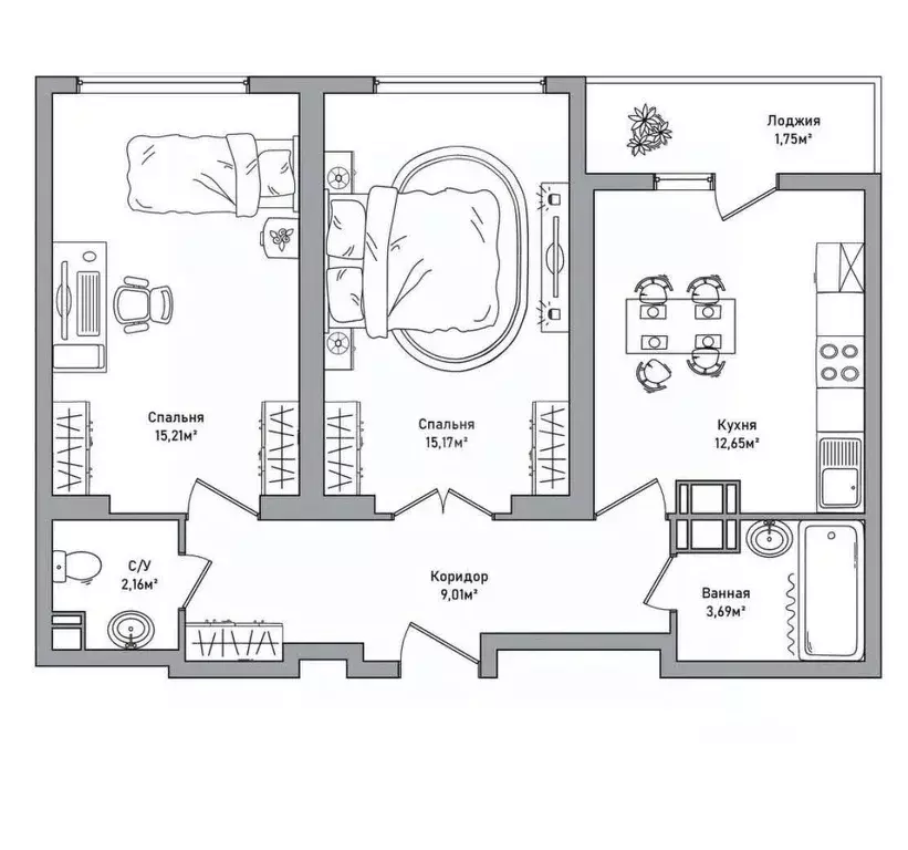 2-к кв. Ярославская область, Ярославль 2-й мкр,  (51.3 м) - Фото 2