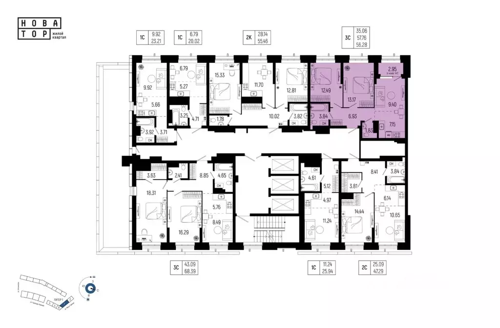 3-к кв. Башкортостан, Уфа Глумилино-1 мкр, Новатор жилой комплекс ... - Фото 2