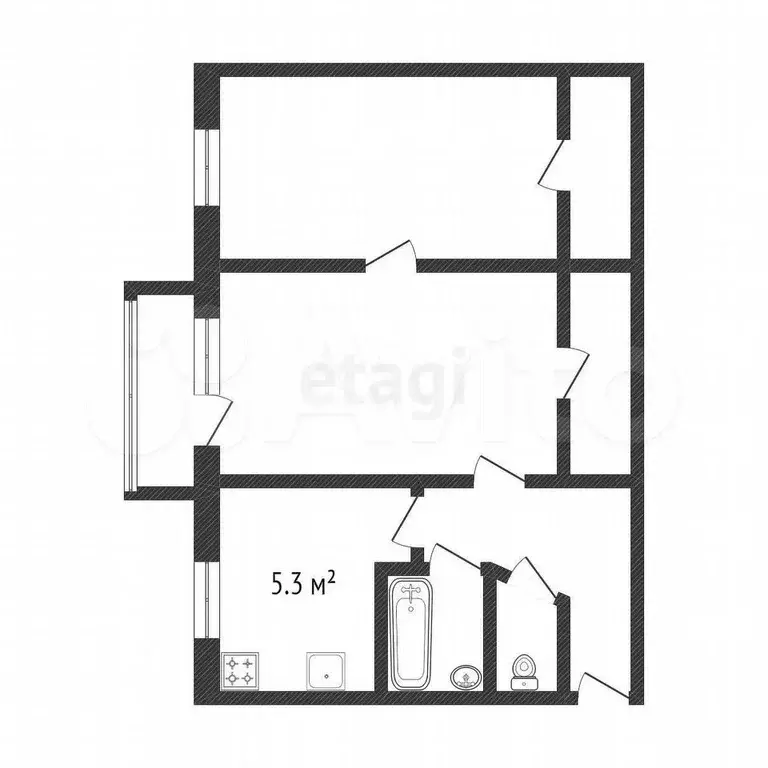 2-к. квартира, 43,2 м, 4/5 эт. - Фото 1