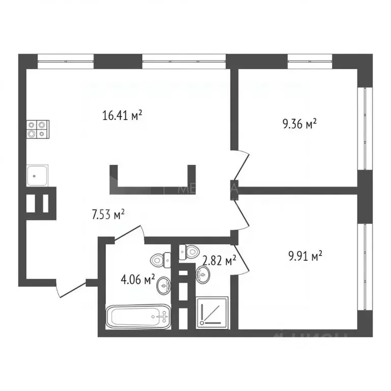 2-к кв. Тюменская область, Тюмень ул. Тимофея Чаркова, 87 (50.0 м) - Фото 1