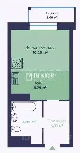 Студия Ярославская область, Ярославль Чернопрудная ул., 13к2 (27.44 м) - Фото 2