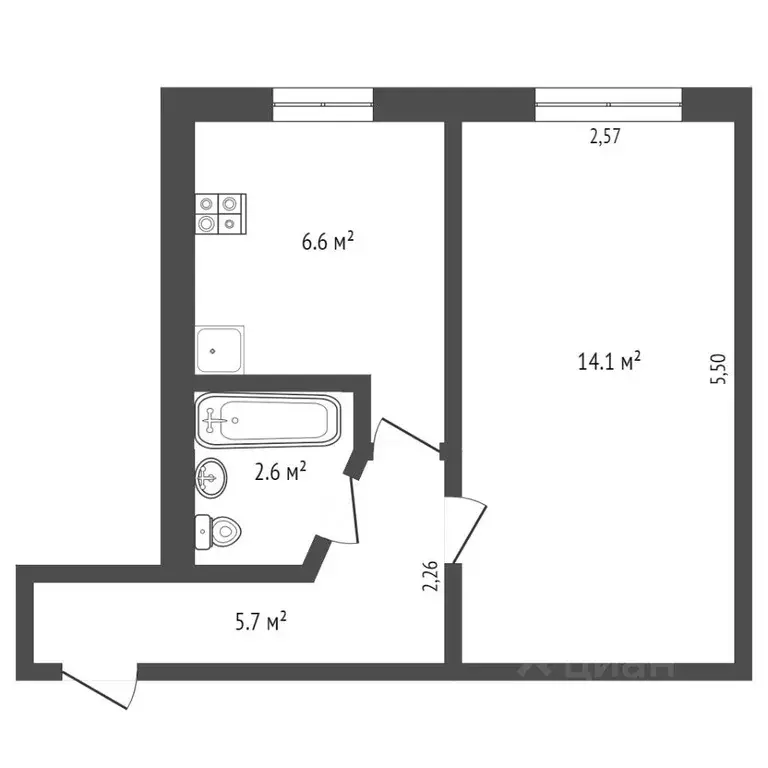 1-к кв. Омская область, Омск ул. Куйбышева, 150 (29.2 м) - Фото 1