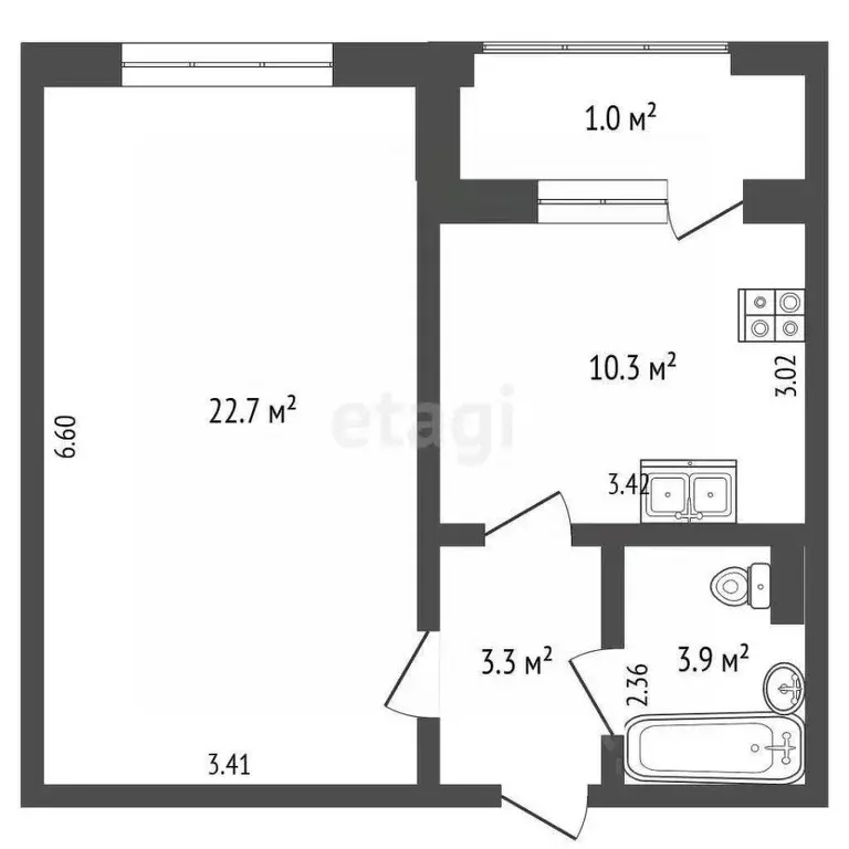 1-к кв. Московская область, Долгопрудный Новый бул., 19 (40.2 м) - Фото 2