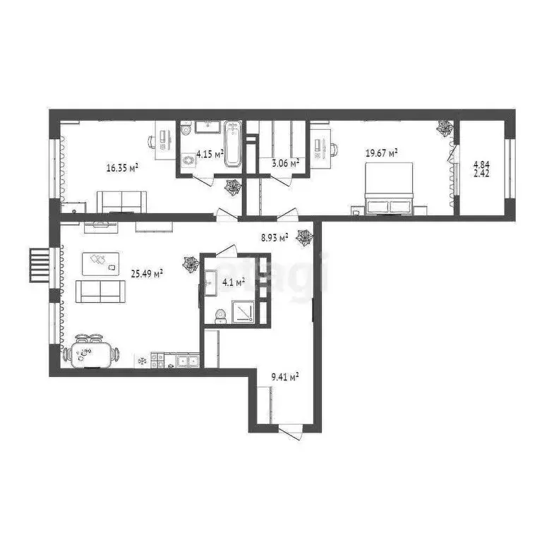 3-комнатная квартира: Тюмень, улица Пожарных и Спасателей, 1к1 (90.6 ... - Фото 1